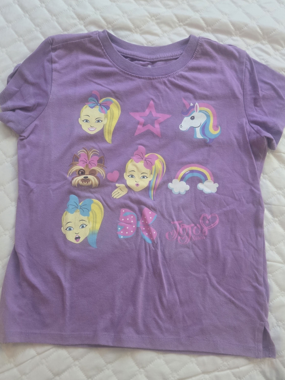 JoJo Siwa Purple Short Sleeve Tee with Rainbow Graphics